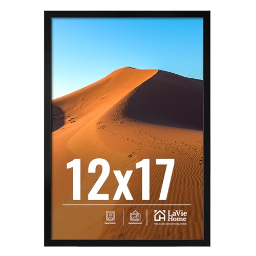 Image of LaVie Home 12x17 Picture Frame for Wall Display, 12x17 Black Picture Frame with HD Plexiglas, 12 x 17 Poster Frame 1 Pack, Display Frame for Vertical or Horizontal, Classic Collection