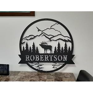 RealSteel Personalized Elk Metal Wall Art–Custom Rustic Home Decor with Mountain Landscape Perfect for Indoor Outdoor Spaces Hunting Lodge Cabin or Farmhouse Decoration