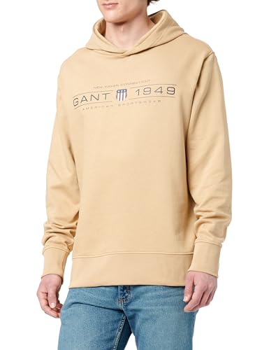 GANT Graphic Hoodie Felpa con Cappuccio, Rovere Beige, S Uomo