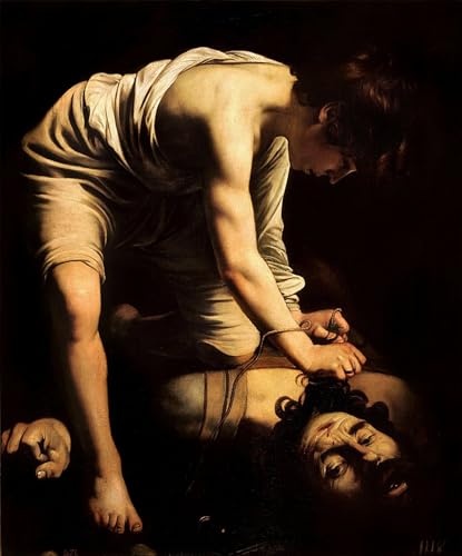 Pintura de David y Goliat en lienzo decorativo grande de 60x90cm