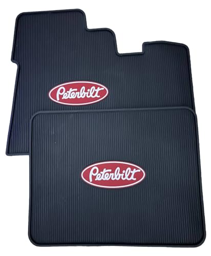 Peterbilt Logo Rubber Semi Truck Front Floor Mat Set | 2004 & Older - Part # FMPBV3000A-NG