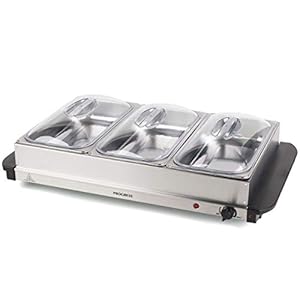 Progress EK3665P 3 Pan Electric Buffet Server & Hot Plate/Food Warmer Tray, 3 x 2.5L Removable Sections, Adjustable…
