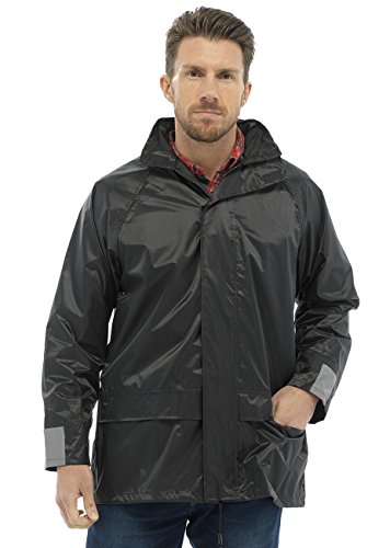 Herren Regenmantel, leicht, wasserfest Schwarz Schwarz Cover
