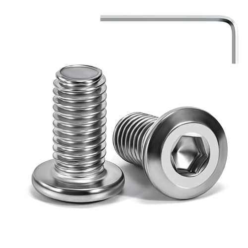 Tunejoy Tornillos de Cabeza Plana M8 x 12 mm Tornillo de Cabeza Hexagonal de Acero Inoxidable A2 V2A Perno de Muebles con llave Allen Rosca Completa 20 Piezas