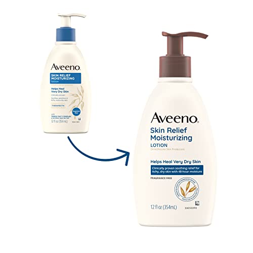 Aveeno Skin Relief Fragrance-Free Moisturizing Daily Body Wash, 18 Oz & Skin Relief 24 Hour Moisturizing Body Lotion For Sensitive Skin, 12 Oz #TOP2
