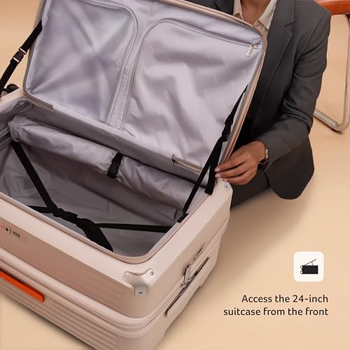 Image of Acer Brisbane Suitcase, 24 inch Check-in, with 360 Degree Spin 8 Wheels, Double TSA Lock, Dual Opening (Top and Mid), Expandable, Recycled Polyseter Material, Moreton Sand