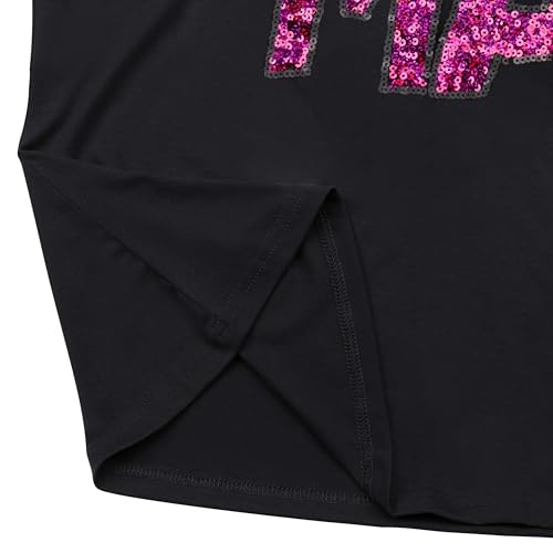 Image of PESION Womens Short Sleeve T-Shirt Sequined Tops O-Neck Funny Graphic Tees Blouse