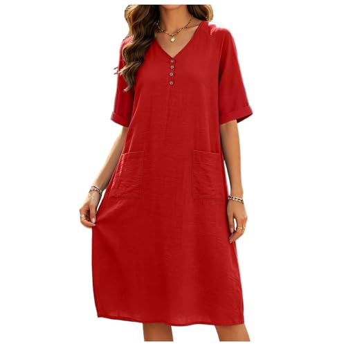 Robe mi-longue respirante et légère grande taille avec poches