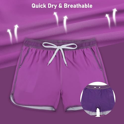 unitop Mens Swim Trunks with Compression Liner 5 Inch Inseam Quick Dry Hawaiian Board Shorts with Pockets3