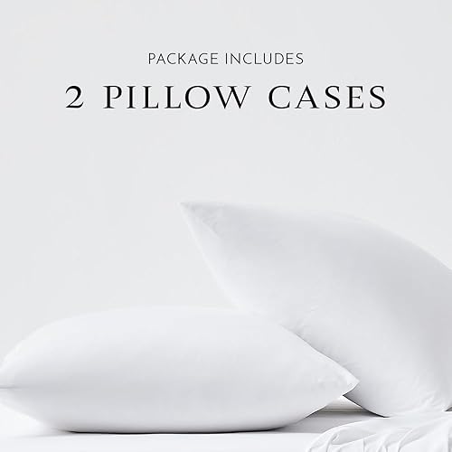 Miniatura 2 de Linen Closet Juego de 2 fundas de almohada de algodón percal de 400 hilos, color blanco ártico