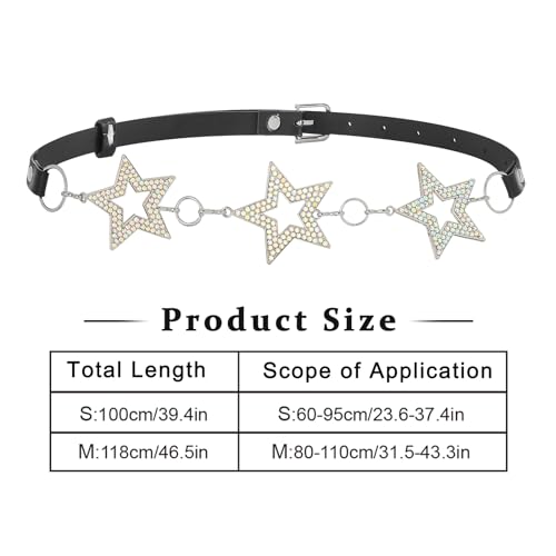 Rhinestone Star Belt Gold Leather Belt Adjustable Women Metal Belts Girls Jewelry Accessories for Jeans4