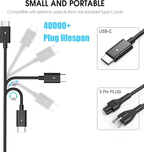 Image of Dell Replacement Laptop Charger 130W USB C Type C AC Adapter,XPS 15 9500 9510 9520 XPS 17 9700 9710 9720 9730 AC Charger, Black, DA130PM170