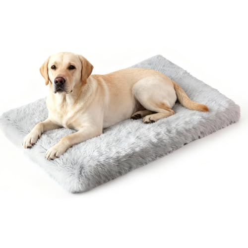 Orthopedic Dog Bed for Medium Dogs, Dual-Layer Memory & Egg-Crate Foam, Washable Warm Winter Plush Cover, Waterproof Liner, Non-Slip Bottom, Crate/Kennel Pad, 35 x 22 Inch, Gray - image 8