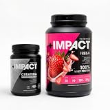 Impact + Whey Protein con Creatina Monohidratada Modelo Pro, Suplemento Alimenticio Deportivo, Fresa 1.4 kg facil digestion...