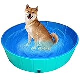 NACOCO Foldable Dog Pool Large Dog PVC Swimming Pool Cat Hard Plastic Water Pool Pet Outdoor Collapsible Swimming Pond in Summer for Dogs and Kids(Green,M)