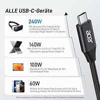 Acer USB C Kabel 1m, 240W USB C auf USB C Kabel aus Nylon+Aluminium, USB Typ C PD Ladekabel für Laptop, iPhone 15/16 Serie, Macbook/iPad Pro/Air, Surface Go/Pro, Galaxy S24/23/22/21, Pixel 7 usw. – Ansicht 6