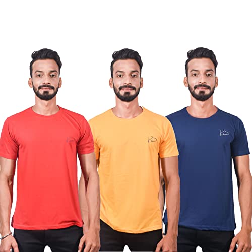 Image of Men Slim Fit Cotton T-Shirts Half Sleeve with Three Different Colors Combo Pack of 3