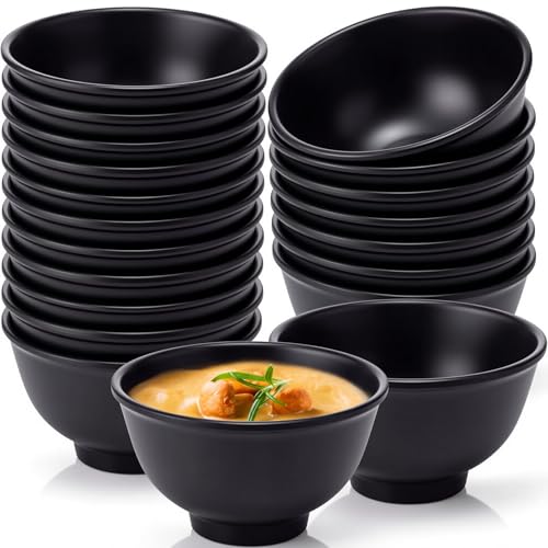 Tioncy 20 Pack 25oz Melamine Soup Bowls bulk Black, Unbreakable All Purpose