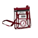 Logo Brands NCAA Alabama Crimson Tide Gameday Clear Crossbody Bag - Stadium Approved, Adjustable Strap, Two Pockets, Front Zipper Pocket