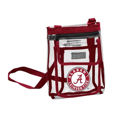 Logo Brands NCAA Alabama Crimson Tide Gameday Clear Crossbody Bag - Stadium Approved, Adjustable Strap, Two Pockets, Front Zipper Pocket