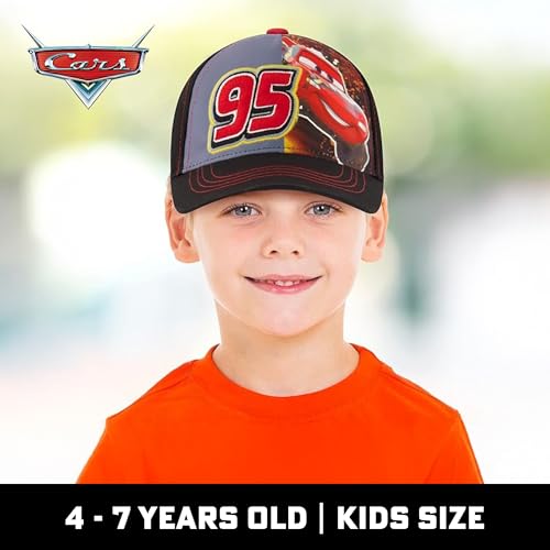 Disney Boys Baseball Hat, Lightning McQueen Adjustable Cap for Toddler Ages 2-4 Or Kids Ages 4-7