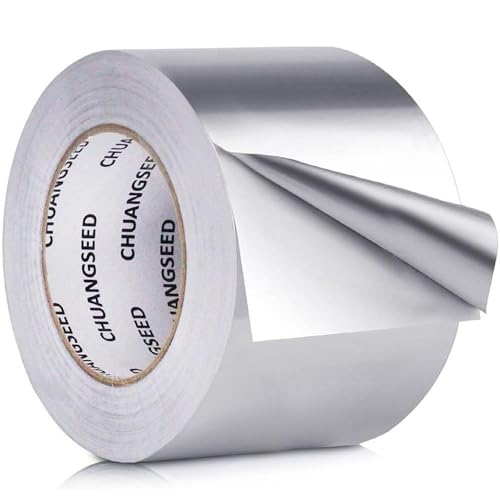 CHUANGSEED Aluminium Foil Tape (75mm x 50m) Insulation and Sealing, Heat Resistant, Duct Repair, HVAC Use, 1 Roll, Silver