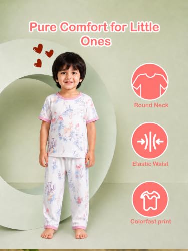 Image of Kidbea Kids Bamboo Viscose Co-Ord Set, Half Sleeve Round Neck Night Suit