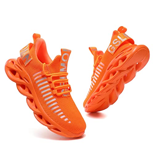 Gslmoln Men's Running Shoes Blade Tennis Walking Fashion Sneakers Breathable Non Slip Gym Sports Work Trainers Orange Size 10.5 #TOP4