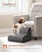 Feandrea Hundetreppe, 2 Stufen, Cord mit Querstreifen, Haustiertreppe, für Bett, Sofa, wasserdicht, rutschfest, geringe Neigung, Abnehmbarer waschbarer Bezug, Griff, schiefergrau PPS002GN01