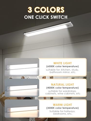 Luces LED magnéticas con sensor de movimiento para cocina y despensa inalámbricas recargables 3