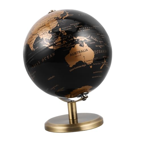 Kisangel Antique European Rotating Globe Ornament English Desktop Decoration for Home Office Smooth Surface Table Decor Engaging Geography Learning Tool