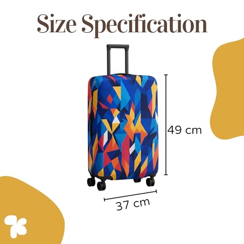 Image of AMPEREUS 20 Inch Trolley Bag Cover - Durable Polyester Fabric with Multicolour Abstract Print Luggage Cover for Suitcase | Small Size Stretch Protective Trolley Cover