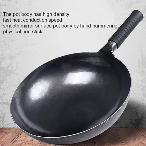 Wok de hierro forjado a mano 36cm con mango de silicona miniatura 2