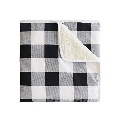 Brandream White Black Nursery Bedding Buffalo Plaid Neutral Baby Bedding 3 Piece Patchwork Blanket Set, Fitted Sheet, Crib Skirt #TOP3