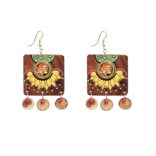 Image of Handcrafted Boho & Ethnic Earrings for Women - Wooden & Brass Statement Designs in Loop, Swing & Motif Styles
