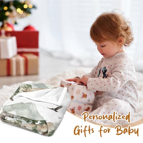 Image of Personalized Baby Blanket with Name, Custom Name Blanket for Kids Soft Flanne Blankets in Easter Personalized Baby Gifts for Infant Newborn Shower (Forest)
