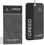 Greed Card Air Fresheners | Hanging Card Air Freshener With Odor Eliminating Technology, Fragrance Oil Scent For Men | Long Lasting Car Fragrance Diffuser, 6 Week Longevity | Pack Of 3 by Perfa