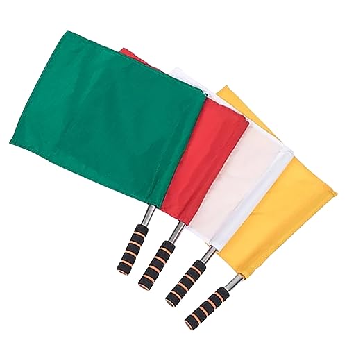 HEMOTON 4Pcs Referee Signal Flags Handheld Soccer Match Flags for Training Includes and Durable Non Slip Grip Stainless Steel Rods for Sports