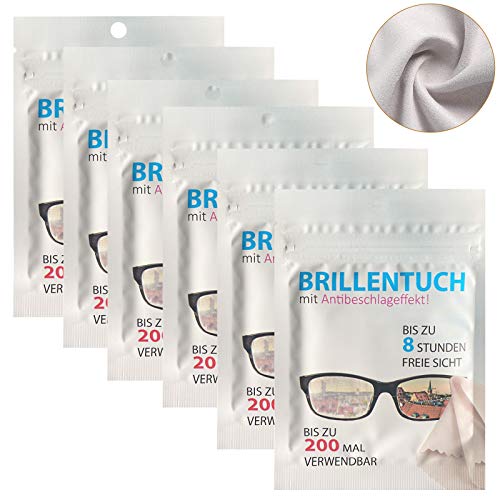 Anti Fog Wipes,Defogger Glasses Cleaning Cloth,Lens Wipes Reusable 200 Times and Lasts for 8h for Eyeglasses,Glass,Camera Lens,Cell Phones,Laptops,LCD TV Screens,Defogger Wipe for Goggles (6)