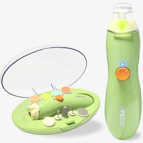Image of Fansidi Baby Nail Trimmer Electric Rechargeable, Gentle Baby Nail File Electric| 13 Grinding Heads| Stepless Speed| LED Light| Dust Shield| Baby Nail Clippers for Newborn Infant Toddler, Green