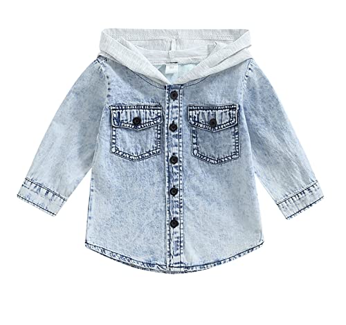 Recopilación y reviews de Cazadoras vaqueras niña listamos los 10 mejores. 37 chamarra de mezclilla con capucha para bebés y niñas, con botones, con bolsillos, chamarra de manga larga para otoño, Azul Blanco, 18-24 Meses