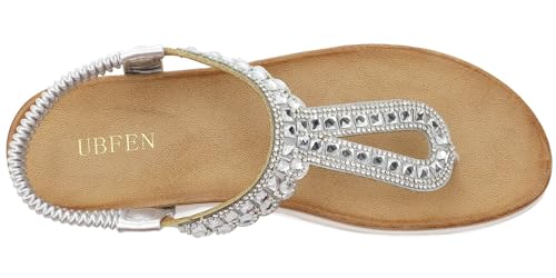 Image of UBFEN Womens Flat Sandals Dress Braided T-Strap Thong Sandals with Arch Support Comfortable for Walking