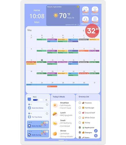 Digital Calendar+ 2: 32 Inch Wall Touch Screen Chore Chart Custom...