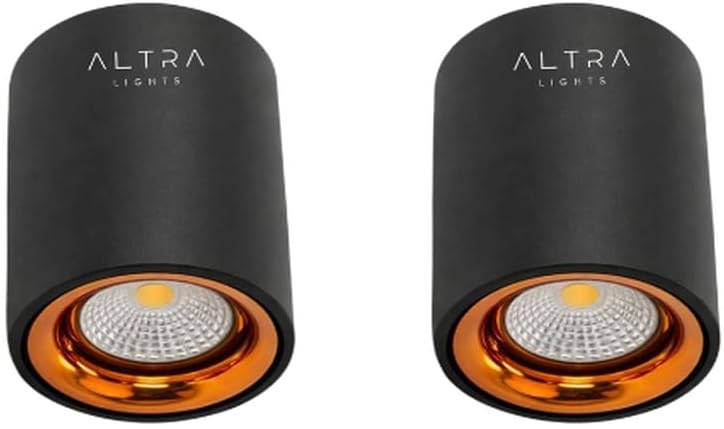 3W COB LED Surface Mounted Cylinder Downlight | Spotlight for False Ceiling | for Living Room, Office, Showroom Roof | Warm White, Aluminium Black & Rosegold Reflector | Pack of 2