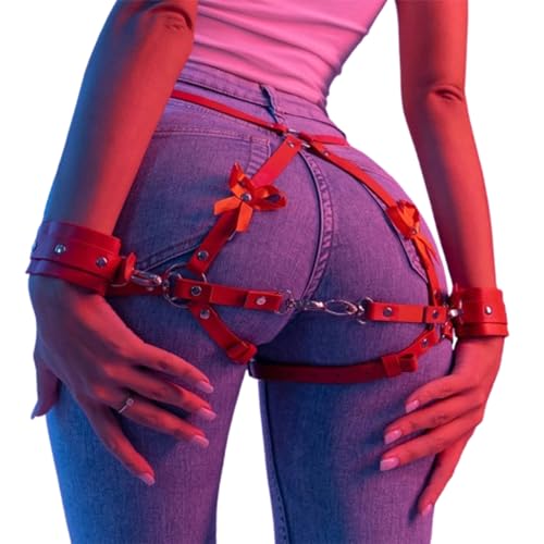 Body Harness Blet with Handcuffs for Women, Lower Body Bondage Restraint Women Cosplay Clothing