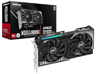 ASRock Radeon RX 9060 XT Challenger 16GB OC Graphics Card, AMD RDNA 4 Architecture, 16GB GDDR6, PCIe 5.0, Dual Fans, 0dB Silent Cooling, LED Indicator, DisplayPort 2.1a, HDMI 2.1b