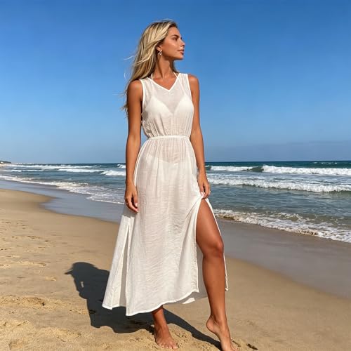 Vestido de playa sin espalda fresco que evita el calor del verano 4