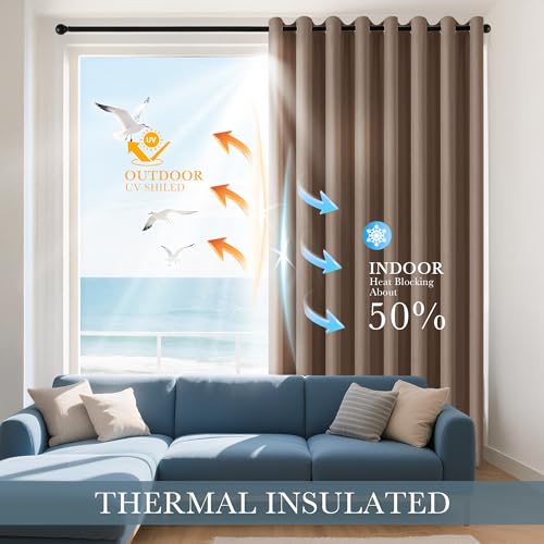 Image of PONY DANCE Basement Window Curtains - Small Window Drapes for Cafe Bedroom Room Darkening Curtain for Bathroom /Nursery /Kitchen, 42 inch Wide x 40 inch Long, 1 Pair, Chocolate Brown