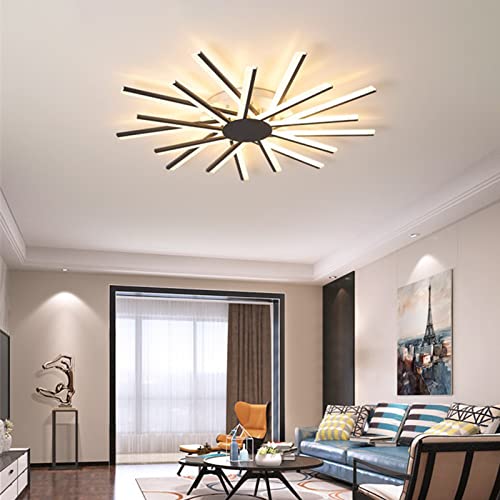 Lampe de plafond à LED avec télécommande lustre plafonnier noir