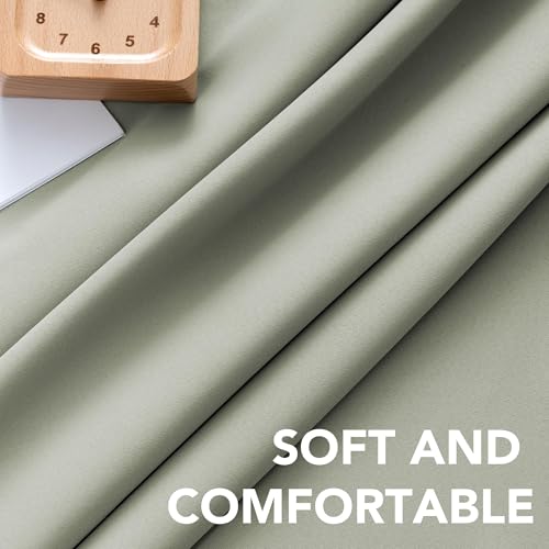 Image of H.VERSAILTEX Back Tab Sage Green Curtains 102 Inch Long for Living Room, Rod Pocket Room Darkening Thermal Insulated Blackout Curtains, 52 x 102 Inch, Light Sage, 2 Panels